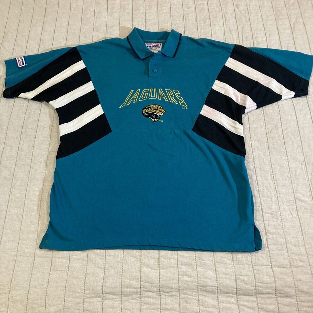 Vtg Starter Jacksonville Jaguars Polo Shirt Jacket Style Large Mens Pro RARE